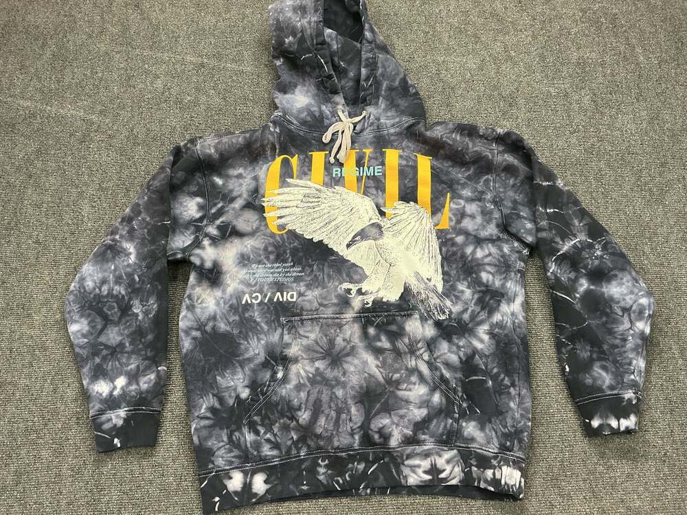 Civil Regime Floating Ashes Black Tie Dye Eagle Hoodie